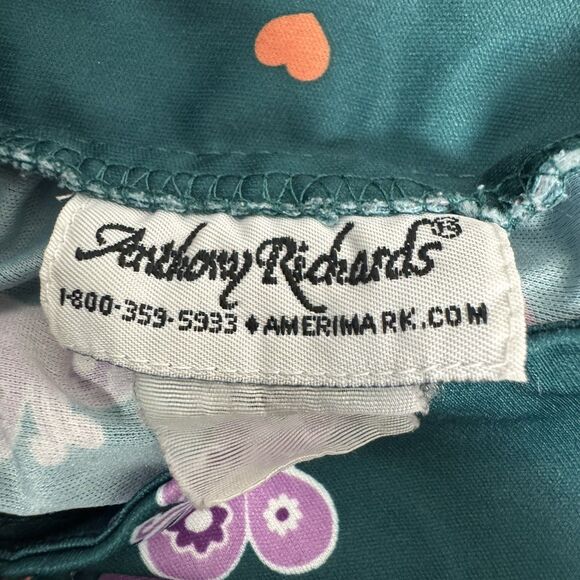 Anthony Richards 1X Colorful Teal Cat Print House Dress MuuMuu Butterfly Lounge - Picture 5 of 5